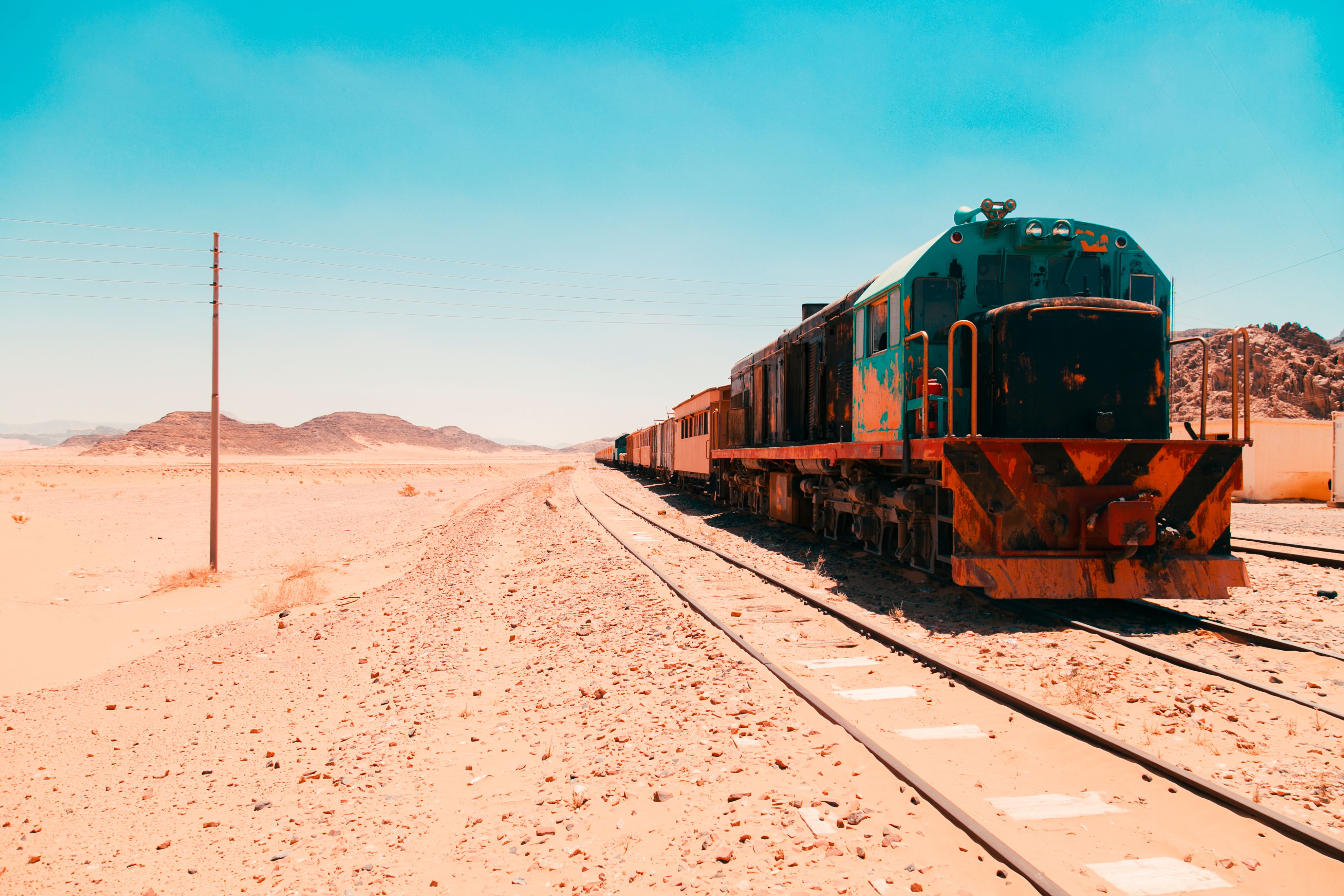 A freight train in the UAE desert